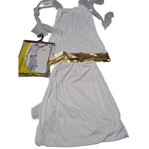 Smiffys Costume Women White‎ Helena Greek Goddess Toga Halloween Party Gold Trim